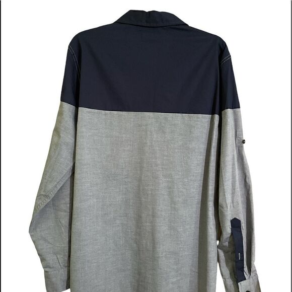 Blue colorblock long sleeve shirt - Picture 3 of 7